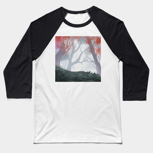 winter landscape with trees Baseball T-Shirt by yudabento